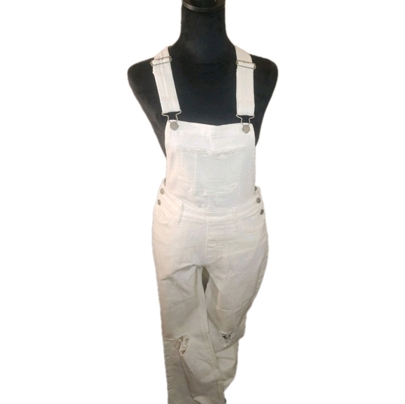 Hollister Denim - Hollister White High-Rise Vintage Denim Overalls Size XS Distressed Y2K Street